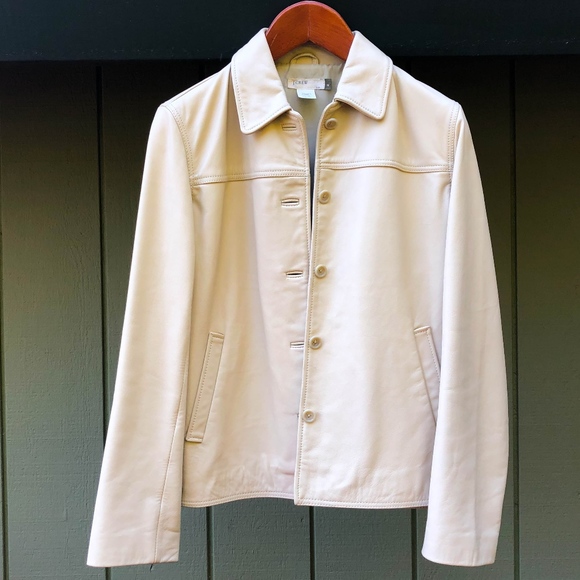 Vintage J. Crew Cream Leather Jacket - Picture 6 of 8